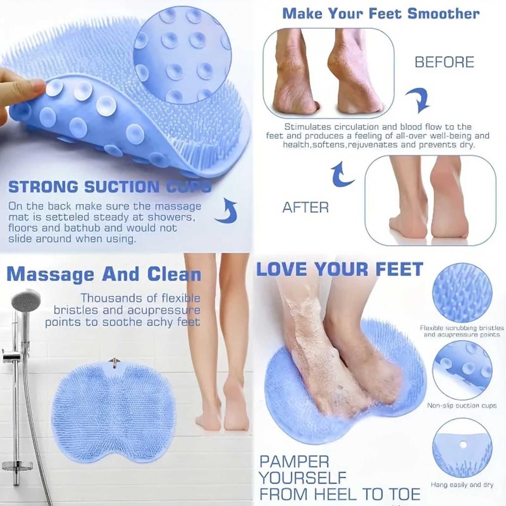 - Shower Foot Massager - Exfoliating Pads to Promote Blood Circulation, Bathroom Accessories