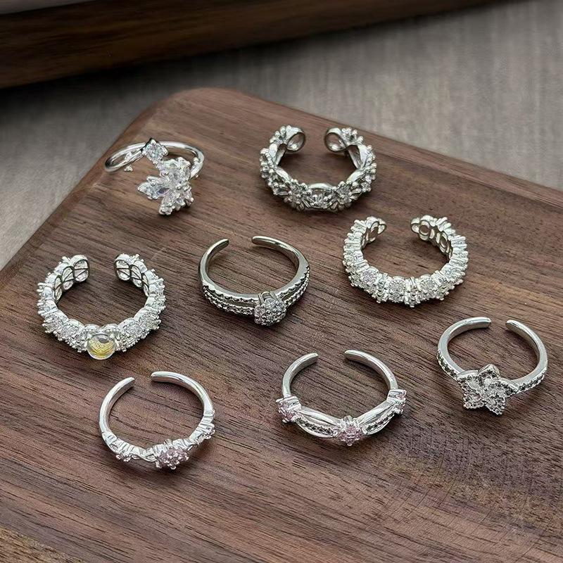 Light Luxury Niche Design Super Fairy Gypsy Zir*****Pen Ring Women'S Fashion Exquisite Stacking High-End Index Finger Ring