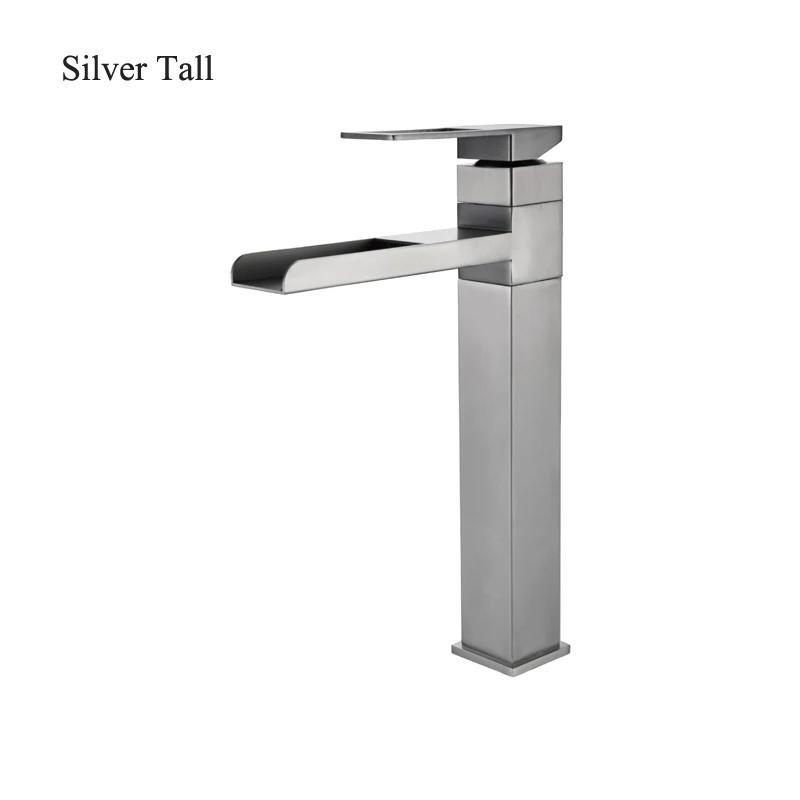 Black Gold Faucet Stainless Steel Waterfall Faucet Mixed Faucet Countertop Hot Cold Mixed Water Taps Bathroom Faucet Single Hole