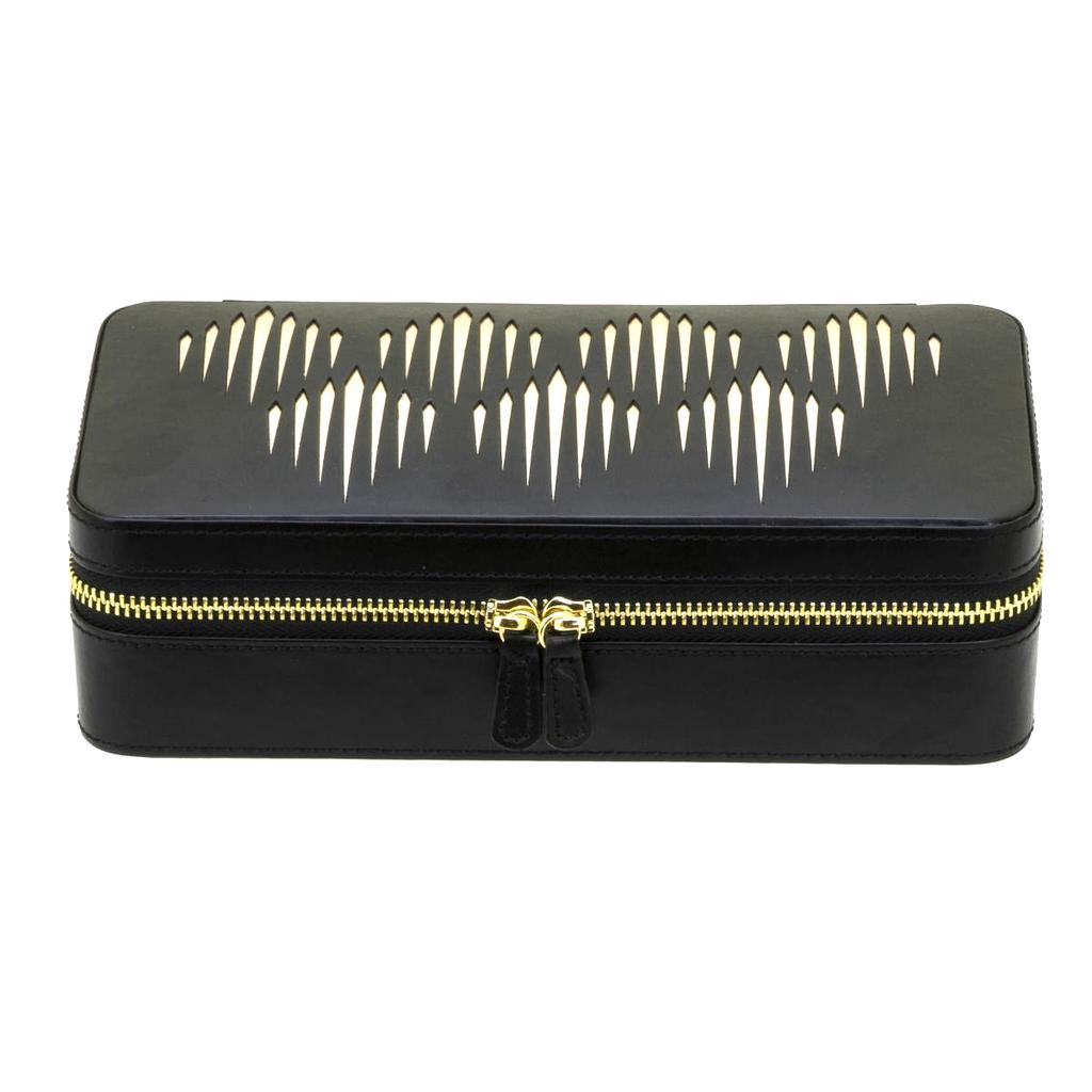 Davidt's [Q0142] - Coffret à Bijoux zippé 'Victoria' noir - 24x12x7 cm