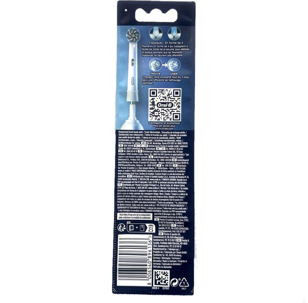 Braun Oral-B Pro Series Replacement Brushes, Soft Ultra-Fine Bristles, PRO Sensitive Clean, 4-Pack, Genuine Packaging, EB60X-4 [Parallel Import]