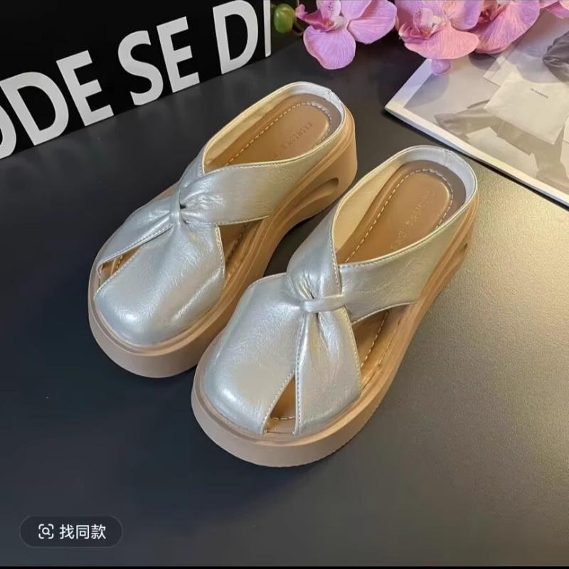 Thick-soled bag head half slippers women's 2025 new summer wear lazy one-pedal cool slippers women's summer versatile slippers