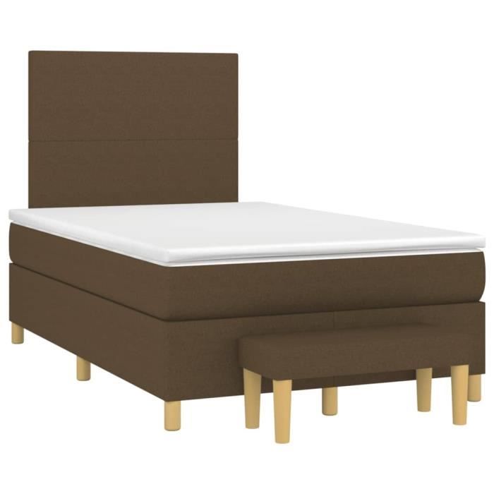3136984 vidaXL Lit à sommier tapissier avec matelas Marron foncé 120x200 cm