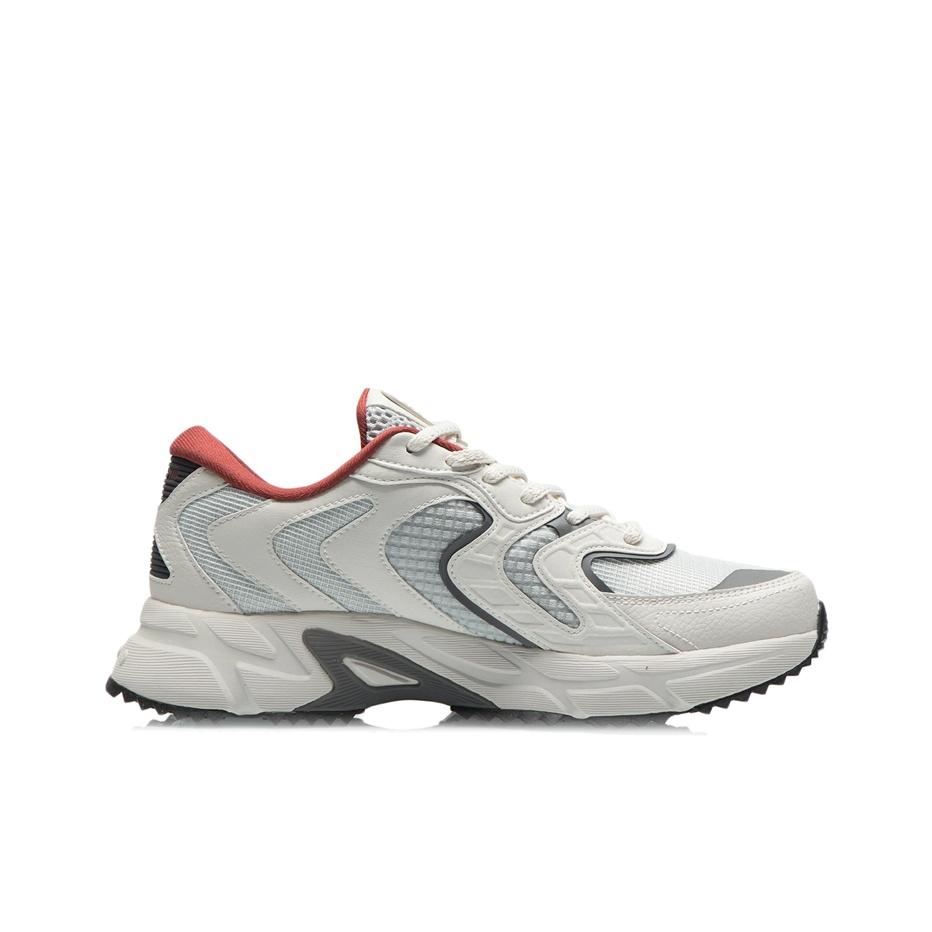 LiNing Fabric Shock Absorbing Non-Slip Wear-Resistant Breathable Lightweight Low-Top Running Shoes Men Sneakers Gray White ARLR013-4