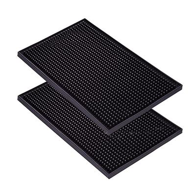 Bar Mat PVC Heat Insulation Drain Pad Black Bar Countertop Spill Mat for Bar Kitchen Restaurant