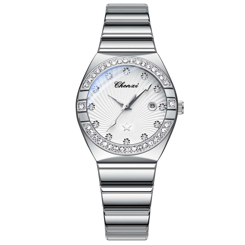 New Women Watch Round Quartz Diamond-Studded Wristwatch Date Luminous Waterproof Stainless Steel Watch Ladies Gift Relojes Para