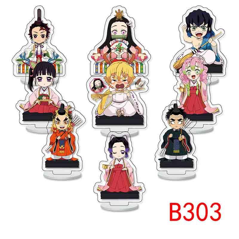 Collection de mini socles Demon Slayer 9 pièces Collection acrylique transparent Socle 6cm Collection jouets anime date de naissance cadeau unisexe