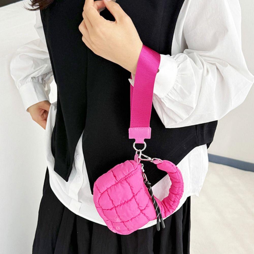 Solid Color Cloud Pleated Coin Purse Quilted Bag Pendant Cute Small Wallet Key Bag