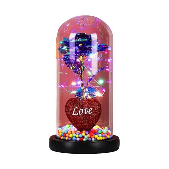 Ewige Rose Geschenk für Frauen Mama Ehefrau Leuchtende Ewige Rose Blume in Glasglocke Romantisches Geschenk für Hochzeiten Valentinstag Jahrestag