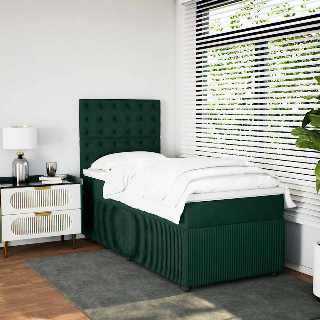 Box Spring Bed with Mattress Dark Green 80 x 200 cm Velvet