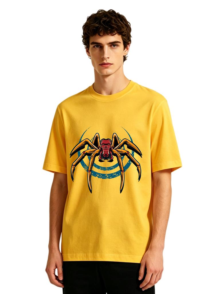Herren Retro Spinnen Grafik T-Shirt Streetwear Arachniden Druck Lässig Kurzarm Weiß Baumwolle T-Shirt