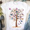 Women's Butterfly Tree Print Harajuku T-Shirt, Round Neck Top, Short Sleeve, Casual Summer Tee Shirt,Drop Ship