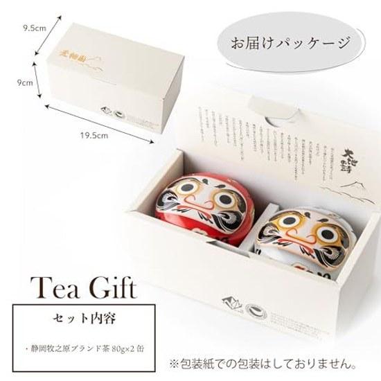 Arahataen Shizuoka Tea Red White Daruma Can 80g2 Bottles Boxed Green Gift Suzuko Present Leaves Deep Steamed Good Luck Item