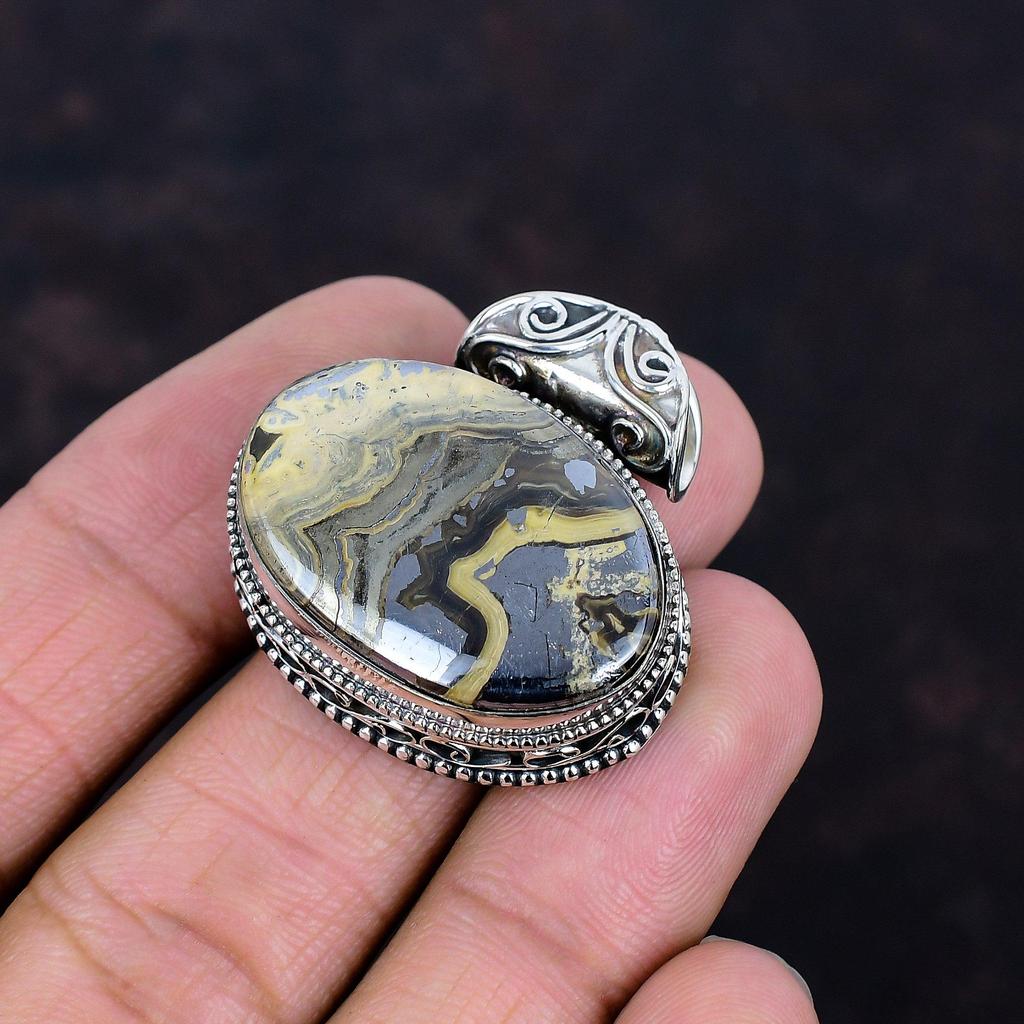 Schalenblende Pendant Original Gemstone Pendant 925 Sterling Silver Pendant Schalenblende Jewelry Handmade Vintage Pendant Gifts for Mother