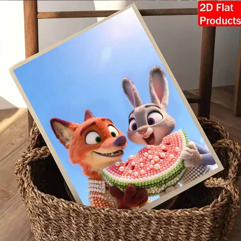 Disney DIY Pearl Art Painting Zootopia Nick and Judy Home Wall Decoration Pearl Gem Painting Pictures Crafts Home Decoration