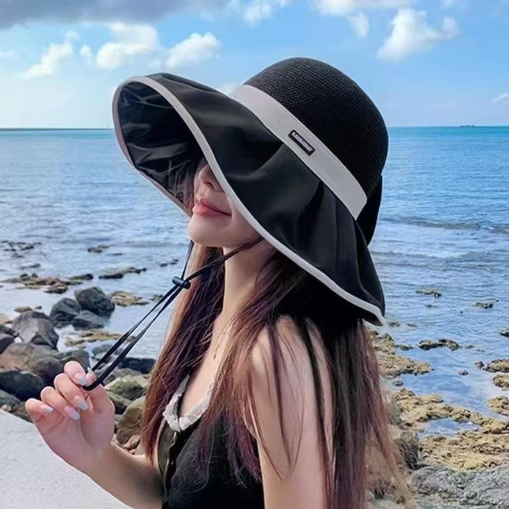 Hat sun hat sunscreen travel bucket hat sunshade face shade summer ultraviolet sun hat bow brim