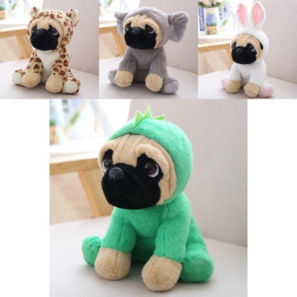 Adorable Large Plush Toys 8" Pug Dog In 7 Unique Costumes Cuddly Soft Toy