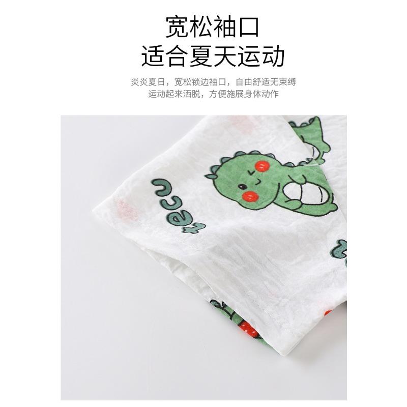 Kids Two Piece Short Sleeve Shorts Homewear Pajama Set For Boys And Girls