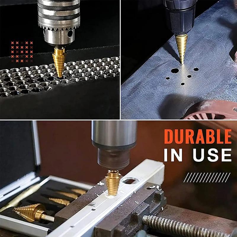 6Pcs Step Drill Bit Saw Drill Bit Set Titanium Milling Cutter 4-12 4-20 4-32mm 3 6 8mm For Woodworking Metal Core Hole Opener