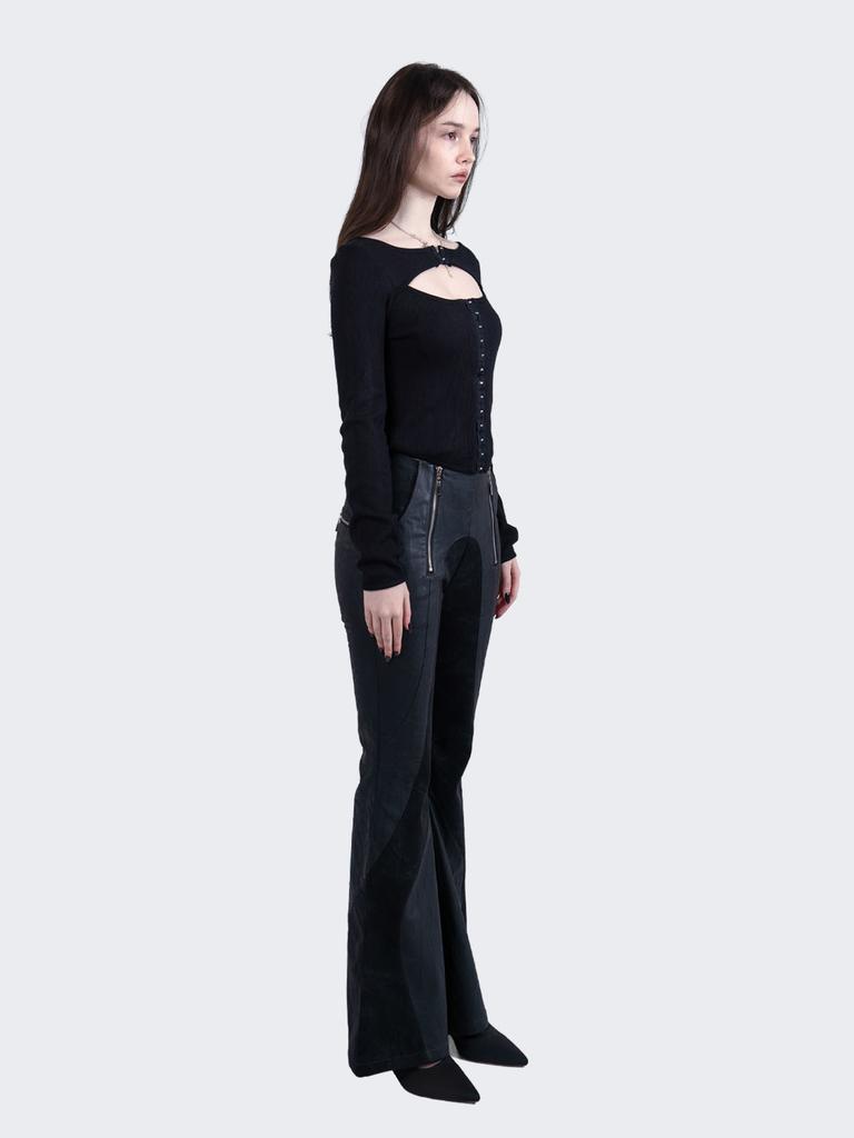 Nogtabeu Curve Panel Flare Leather Pants