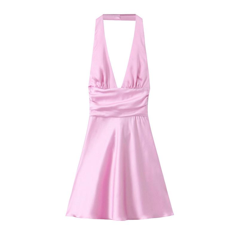 Spring Women's European & American Style Silk Satin Slip Dress