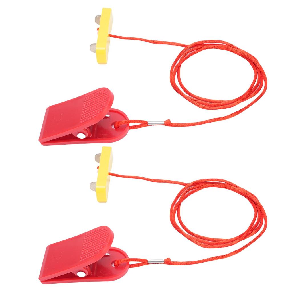 2 Pcs Treadmill Emergency Stop Switch 53x16mm Rectangular Dual Insert Treadmill Safety Key with Clamp
