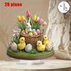 1pcs Easter Bunny & Bamboo Basket Rabbit 2D Flat Acrylic Plaque,Home,Office,Cafe,room,Table Ornament Sign Desktop Decor Kit Gift