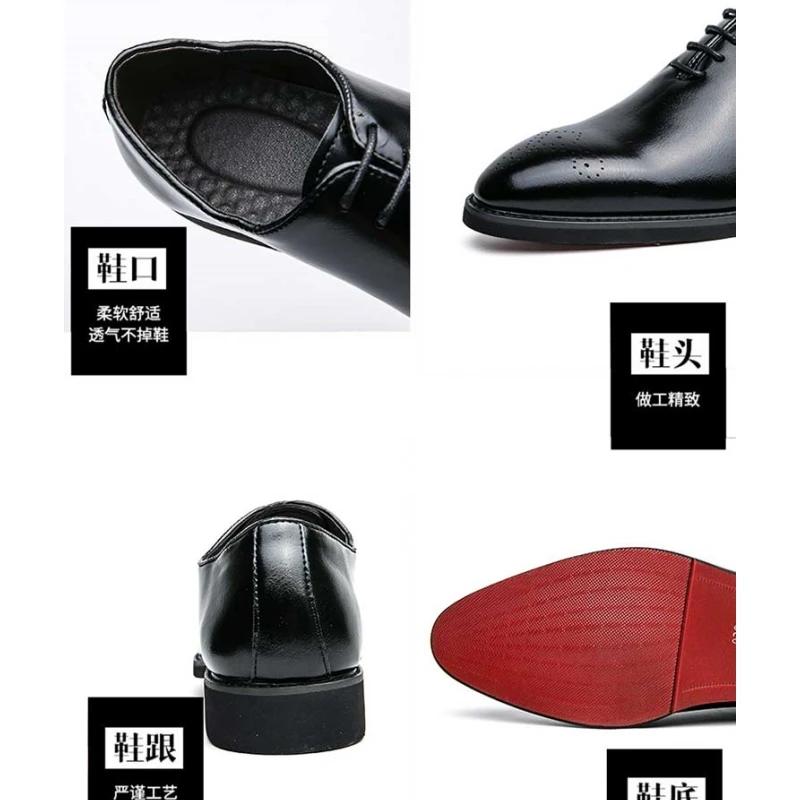 New Red Sole Brogue Shoes Men Black Business Mens Formal Shoes Lace-up Round Toe Spring/Autumn Size 38-46