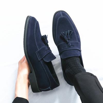 Fashion New Male Blue Pointed Suede Leather Tassel Dress Shoes For Men's  Designer Wedding Party Loafers Sapatos Tenis Masculino