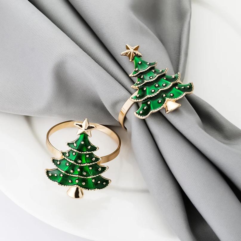 1/3/6Pcs Christmas Napkin Rings Xmas Tree Ornaments 2025 Christmas Home Kitchen Dinner Table Decoration New Year Party Supplies