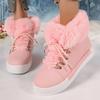 New Winter Short-top Long-furmed Leather Snow Boots for Women, Plus-size Fleece and Thickened Cotton Boots