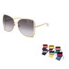 Gucci Unregelmäßige Sonnenbrille mit Spiegelbeinen Damen Sonnenbrille Grau GG0252S
