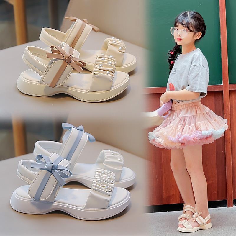 Girls Sandals Summer Bow Casual Shoes Girls Beach Shoes Soft Sole Comfortable Shoes Versatile and Sweet