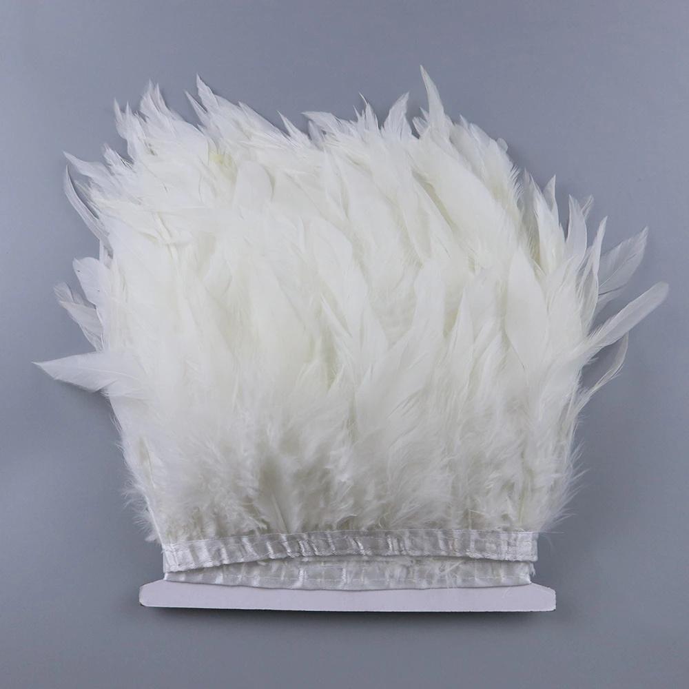 1Meters Fluffy Rooster Feathers Trims Fringe 10-18CM Chicken Feather Trim for Crafts Ribbon Plumas Wedding Clothing Decoration