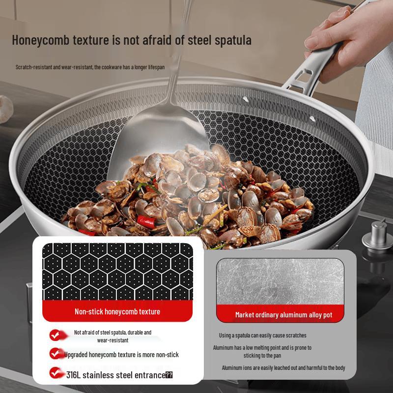 Kangbach 316L Stainless Steel Double-Sided Honeycomb Non-Stick Wok