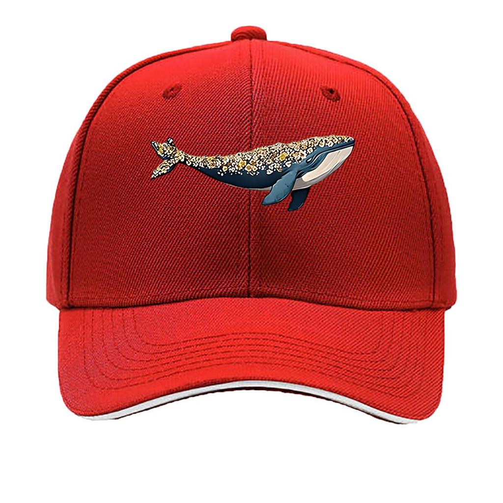 Casual Outdoor Baseball Cap for Unisex with a Fun Floral Whale Print Adjustable And Sporty Sandwich Baseball Cap