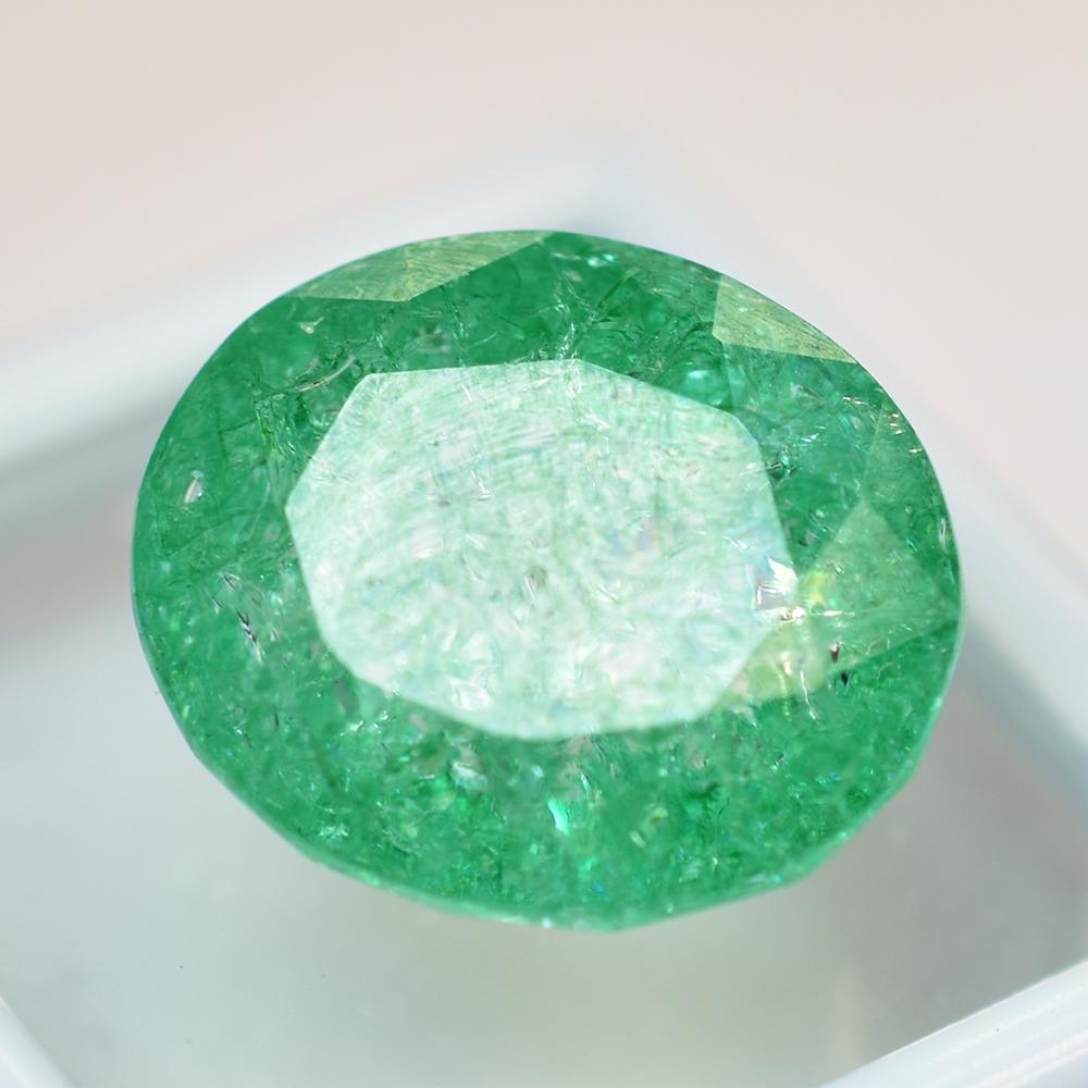 Natural Green Emerald Loose Gemstone 21.4 Ct Colombian Oval Cut for Jewelry Making and Crafts