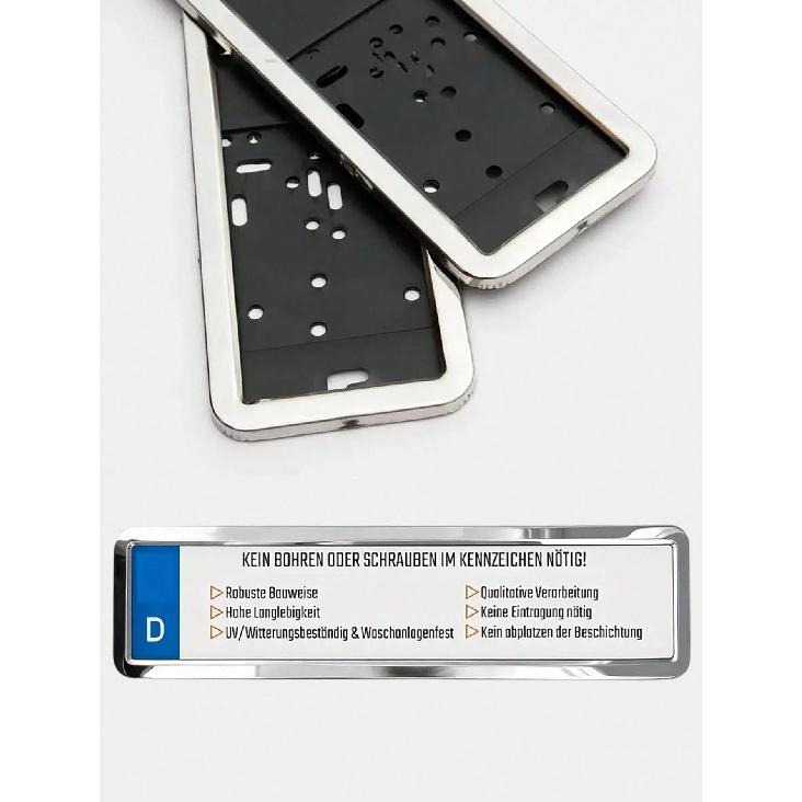 2Pc Stainless Steel EU License Plate Frame – V2A Material with Polished Finish a Thoughtful Gift for Car Enthusiasts License Plate Covers Frames 6