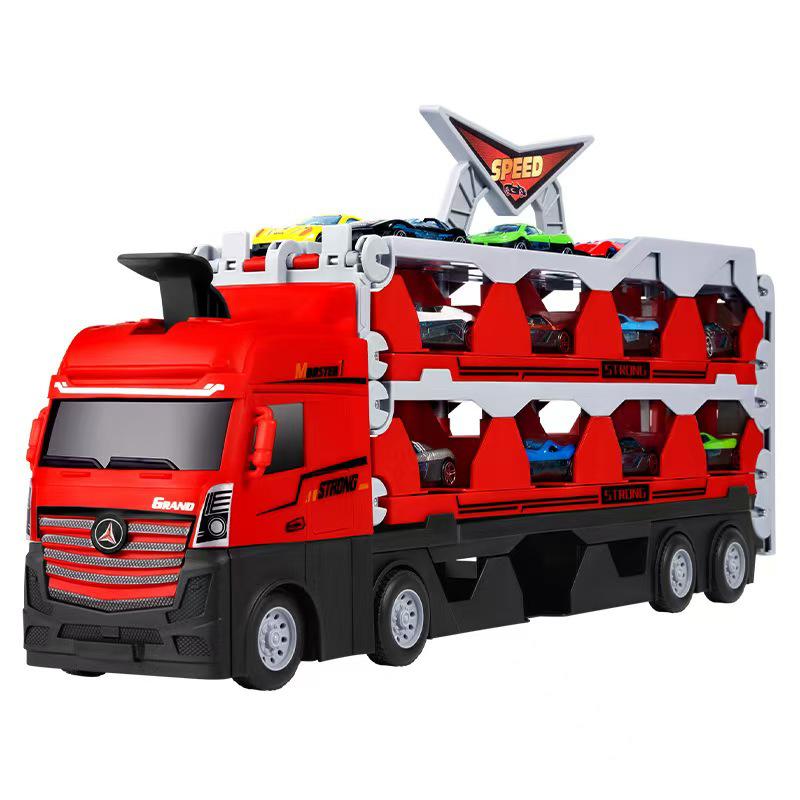 Transforming Toy Truck with Storage and Track, Ejects Small Alloy Cars - Ideal Gift for Kids