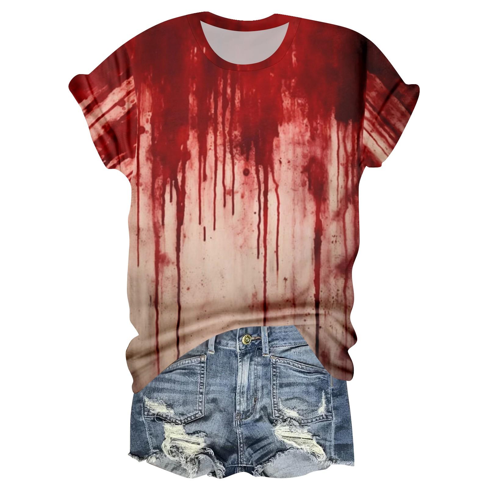 

Женская повседневная футболка с круглым вырезом, принтом на Хэллоуин и коротким рукавом L белый