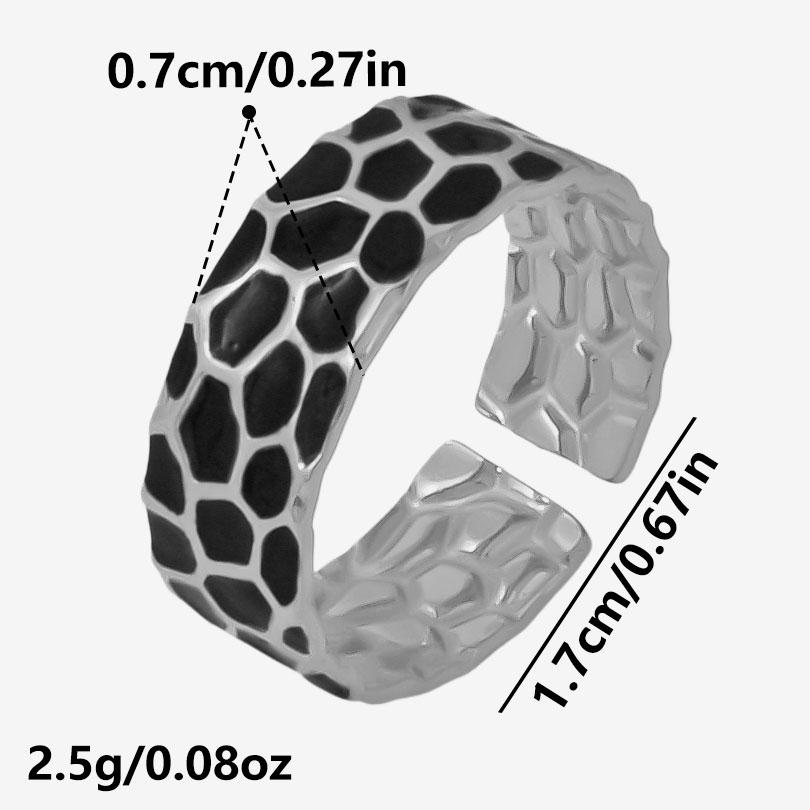 Different Style Silver Color Ring Black Oil Drop Open Adjustable Stainless Steel Rings For Women Men Accessories Enamel Jewelry