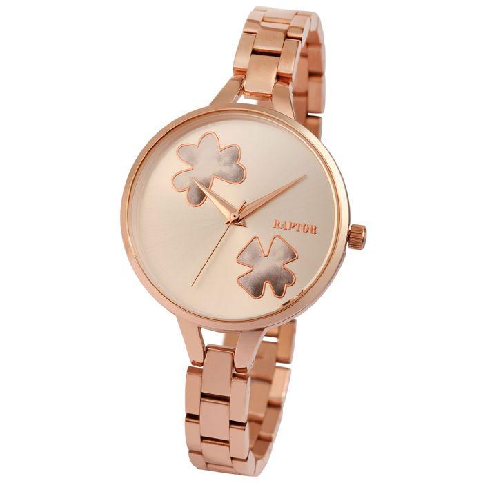 Montre bracelet Raptor Femme Or rose Acier inoxydable esthétique équilibrée accent raffiné
