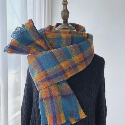 Sciarpa da donna a quadri retrò coreana 2024: Versatile Scialle Double-Face in Imitazione Cashmere per l'Inverno