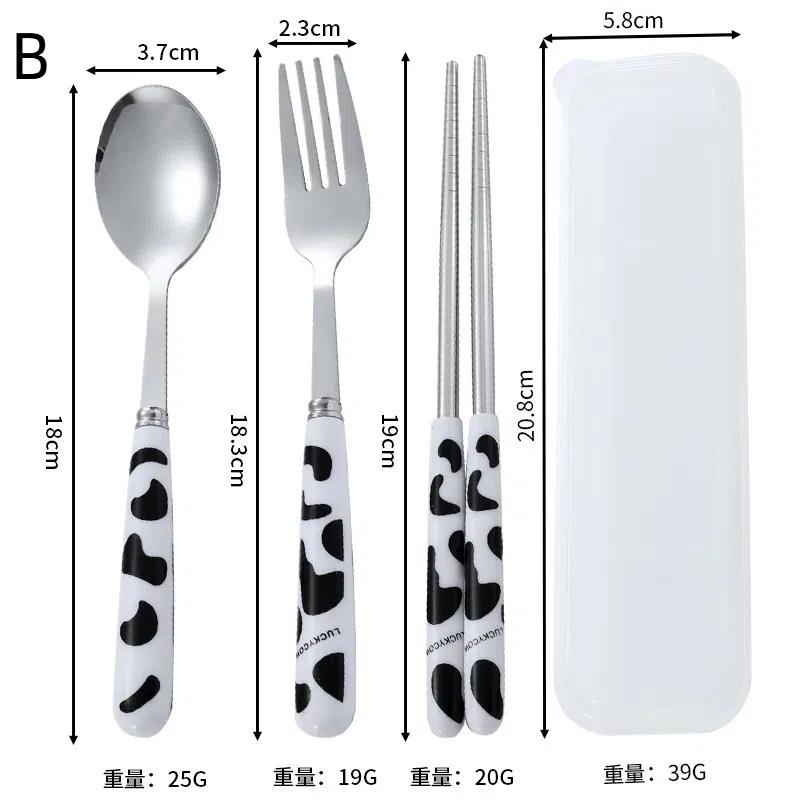 3pcs Portable Cutlery With Storage Box, Spoon, Fork, Chopsticks For Workplace, Restaurant Kitchen Utensils Travel Accessories
