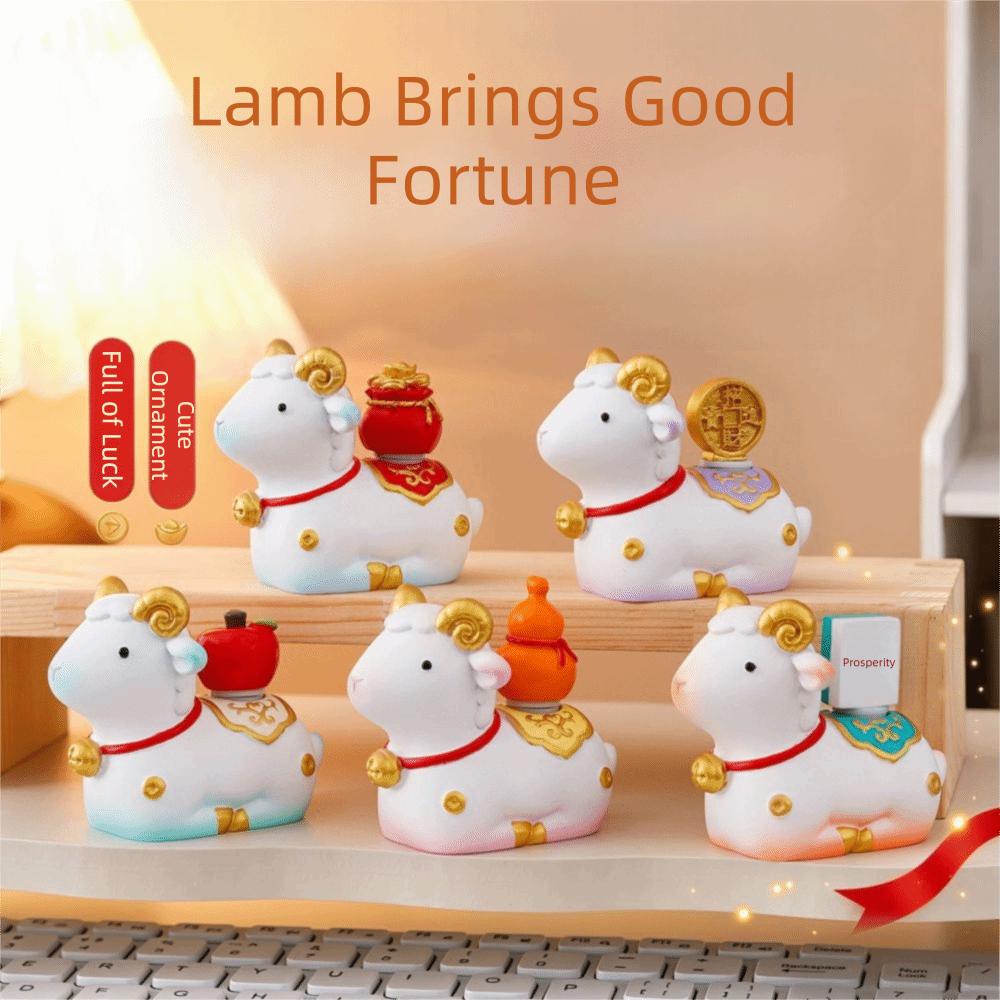 Lovely Zodiac Sheep Mascot Cute Creative Desk Ornament Party Favor Zodiac Sheep Figurine Tabletop