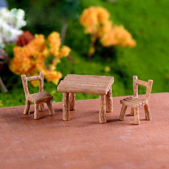 3ks/sada Pryskyřičné stolní židle Miniatury Příslušenství pro panenky Dekor na šířku