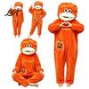 Cartoon Creature Costume Big Mouth Onesie Pajamas, Halloween Pumpkin Fleece Loose Fit Pajamas Hooded Unisex One Piece Sleepwear Loungewear