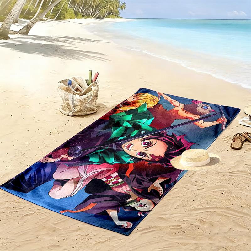 Demon Slayer2 Print Beach Towel, Large Soft Quick Dry Towel for Beach Camping Swimming