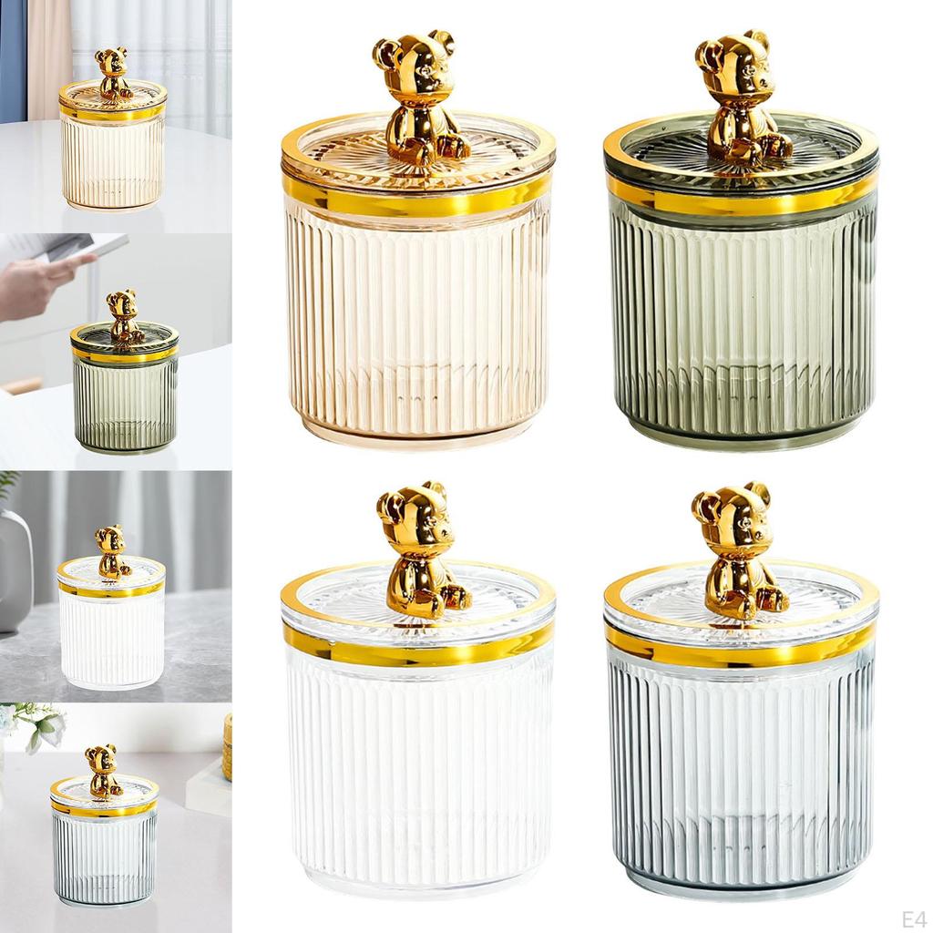 Makeup Dab Ball Holder Jar Clear with Lid Dispenser Tool Storage Box Cosmetic Organizer for