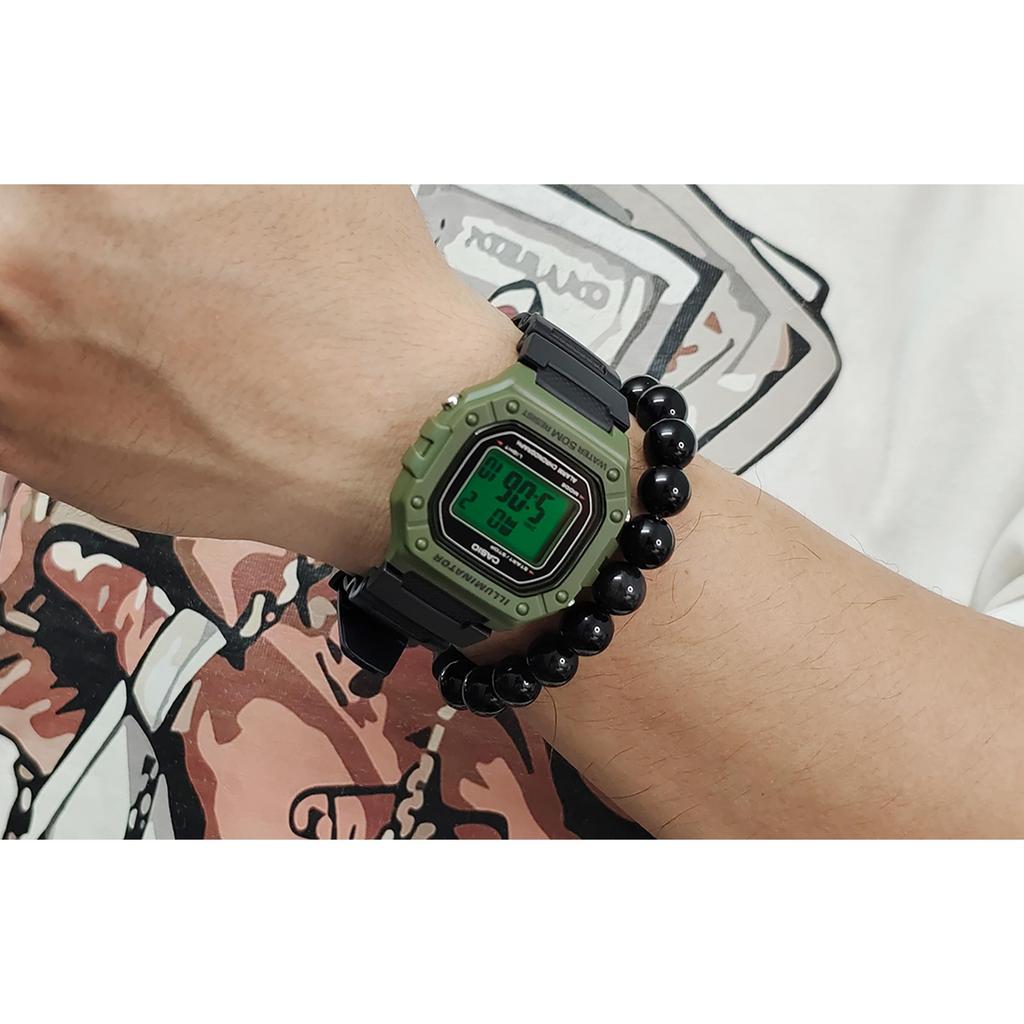 CASIO Custom Collection Quartz Movement Resin Strap Watch Men's Watches Green Dial W-218H-3A(Watch5--)